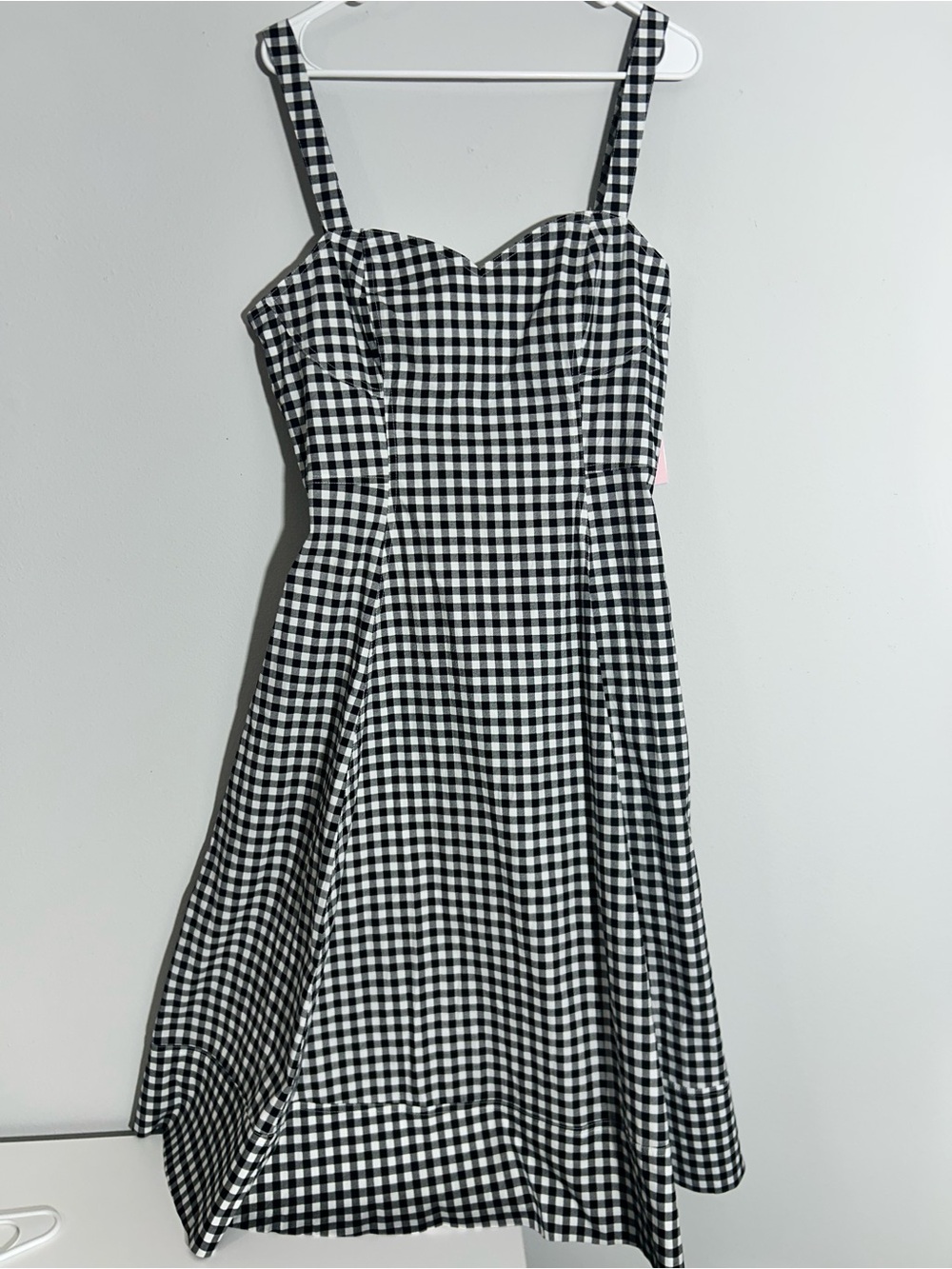 Avec Les Filles Black & White Gingham Sweetheart Lined Midi Zipper Dress Size 14 - Picture 1 of 16